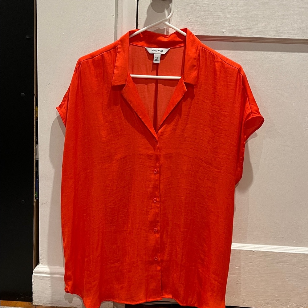 Nine West Bold Red/Orange Blouse